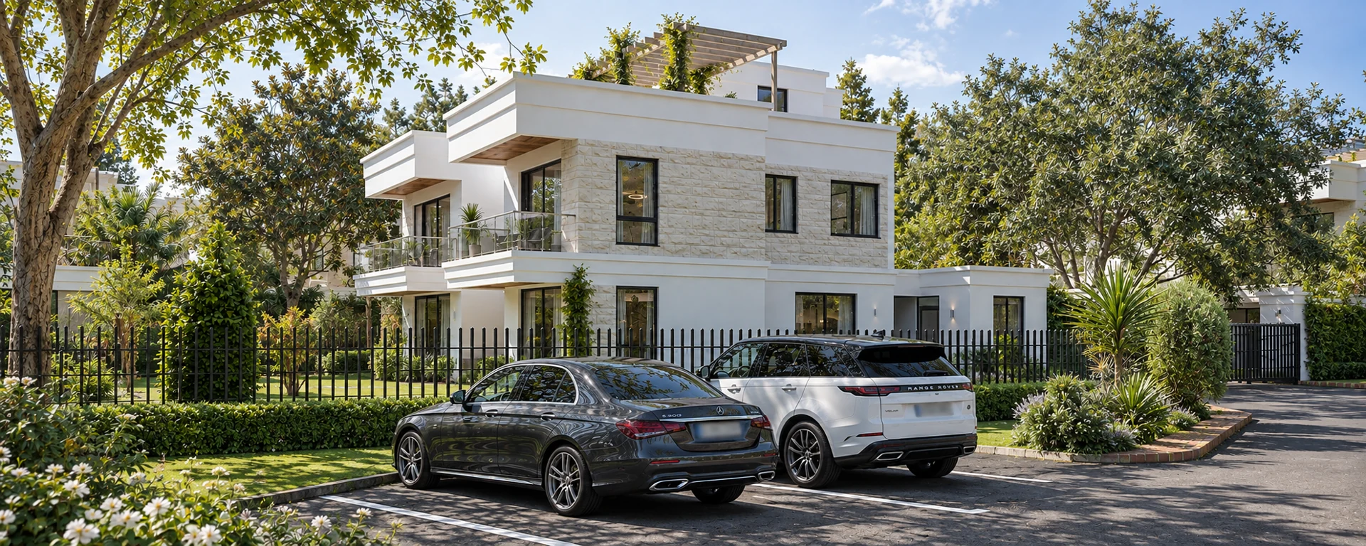 The villa corner and roof terrace